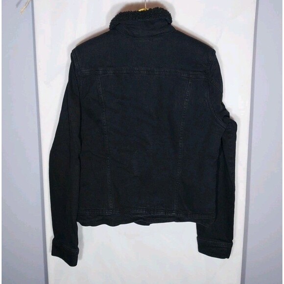 Universal Thread Women's Jean Jacket Sz M Black Sherpa Lined Heavyweight Cozy - Picture 4 of 7